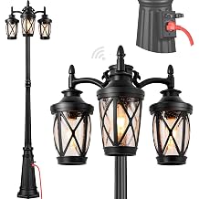 VIANIS Black Lamp Posts Outdoor Lighting, Outside Lamp Post with Outlet