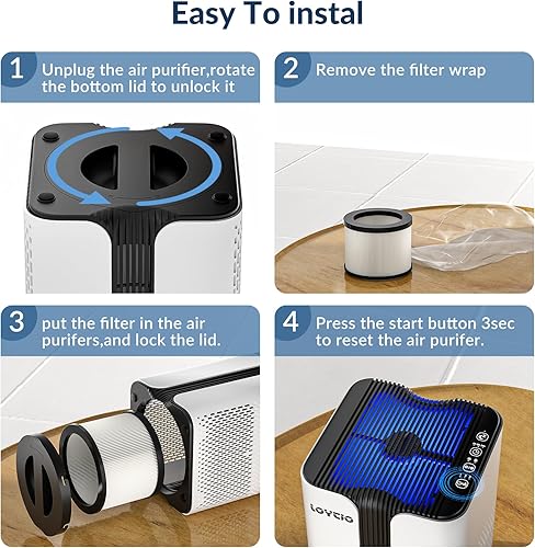 Miniatura 3 de Loytio Filtro de repuesto para purificador de aire KJ7. Los purificadores de aire cubren habitaciones de hasta 400 pies cuadrados, modelo de sueño