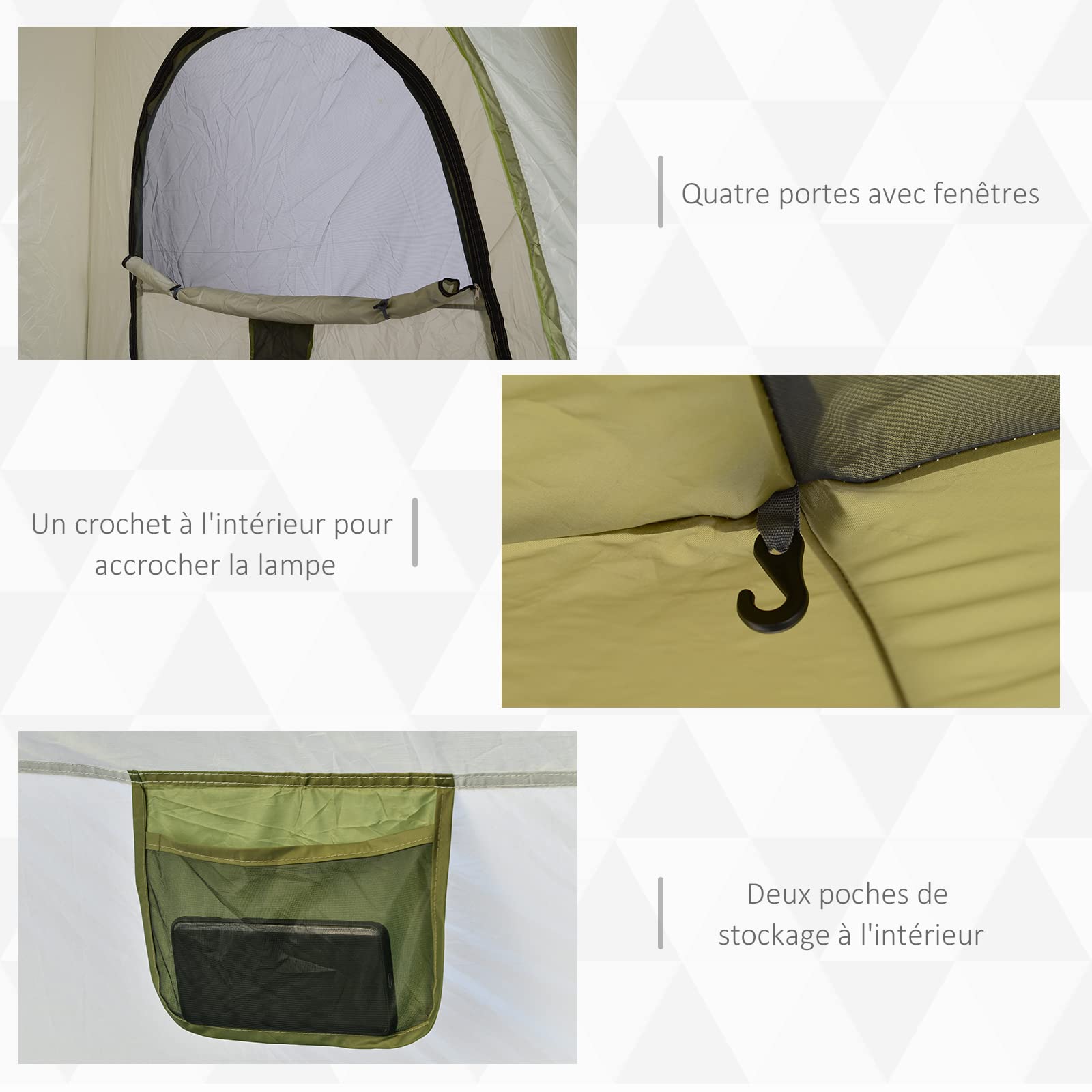 Outsunny Tente de Camping, Tente Pop up dôme familiale 3 Personnes, avec 4 Portes 4 fenêtres Sac de Transport Inclus pour Le Camping randonnée