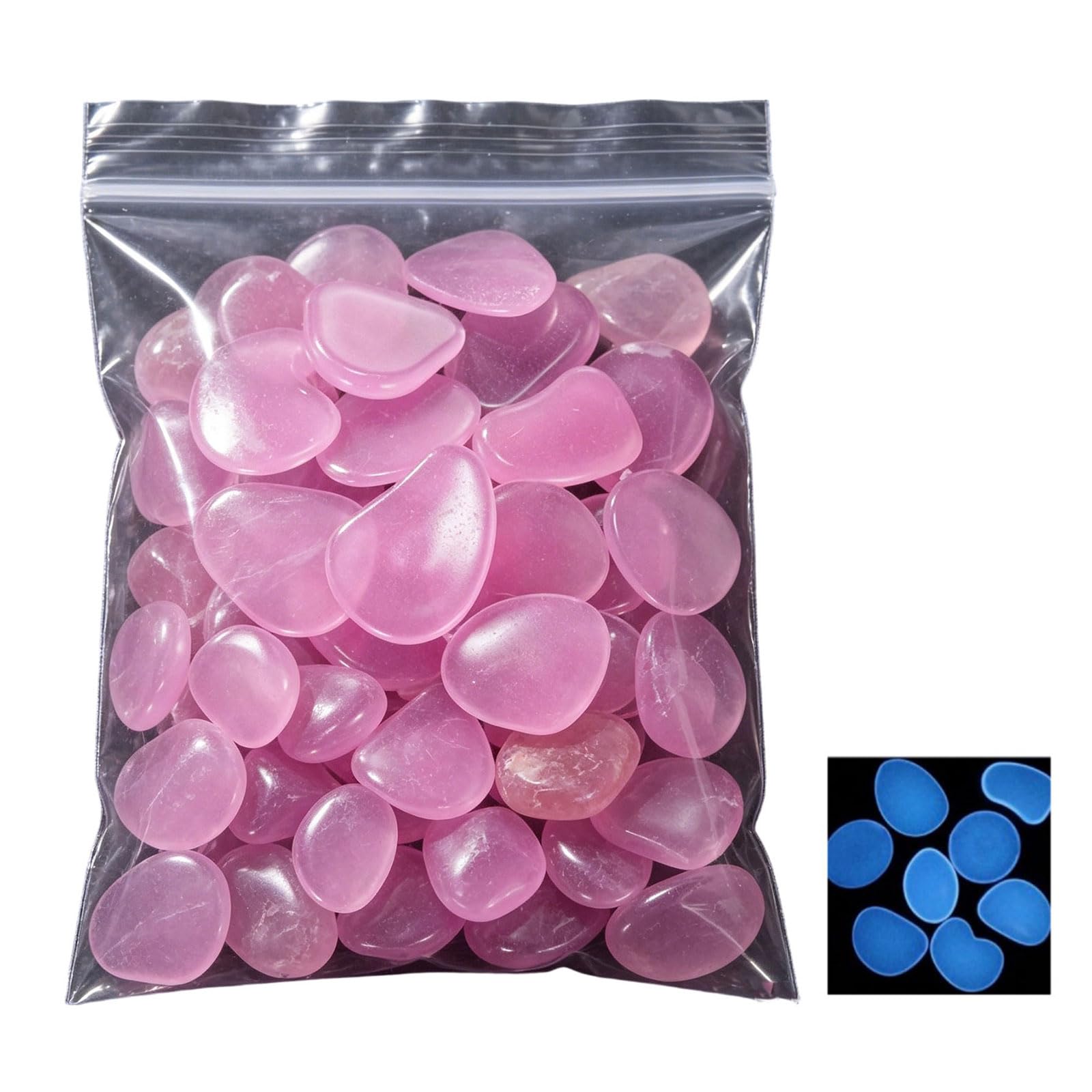 Tsophreniq 100PCS Resin Glowing Rock Nighttimes Glowing Stone for Home Decoration Water Feature and Craft Projects Fluorescent Shingle for Marinepark
