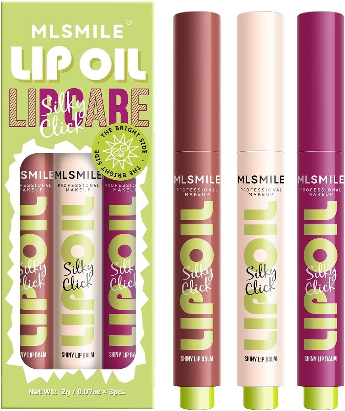 3 Colors Fat Lip Oil Click Slick,Press Lipstick Set,Moisturizing Lip Balm,High Pigment Glow Lip Oil,Long-lasting,Pigmented Vegan,Lightweight and Glossy Lip Plumper with Coconut Oil-Set B