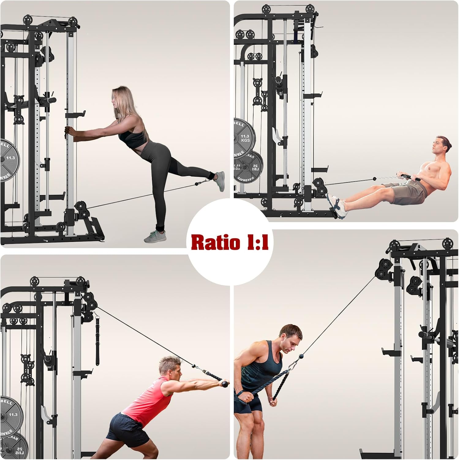 Royal Fitness Royal Fitness Smith Machine – Multifunctional Power Cage with Cable Pulley System - Image 6