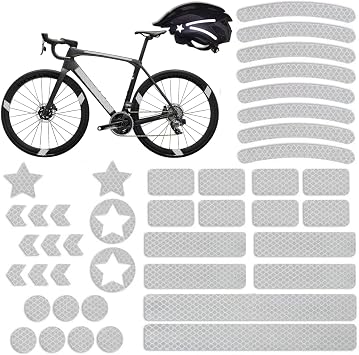 42Pcs Reflective Stickers, Reflective Decals Multi Shapes Kit, Waterproof Outdoor Safety Warning Reflective Stickers, Night Visibility Adhesive Stickers for Helmet, Bicycle, Car & Stroller