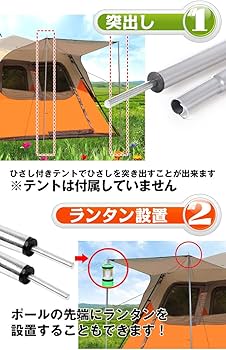 Amazon | タープポール テントポール 2本セット 長さ2m 太さ15mm