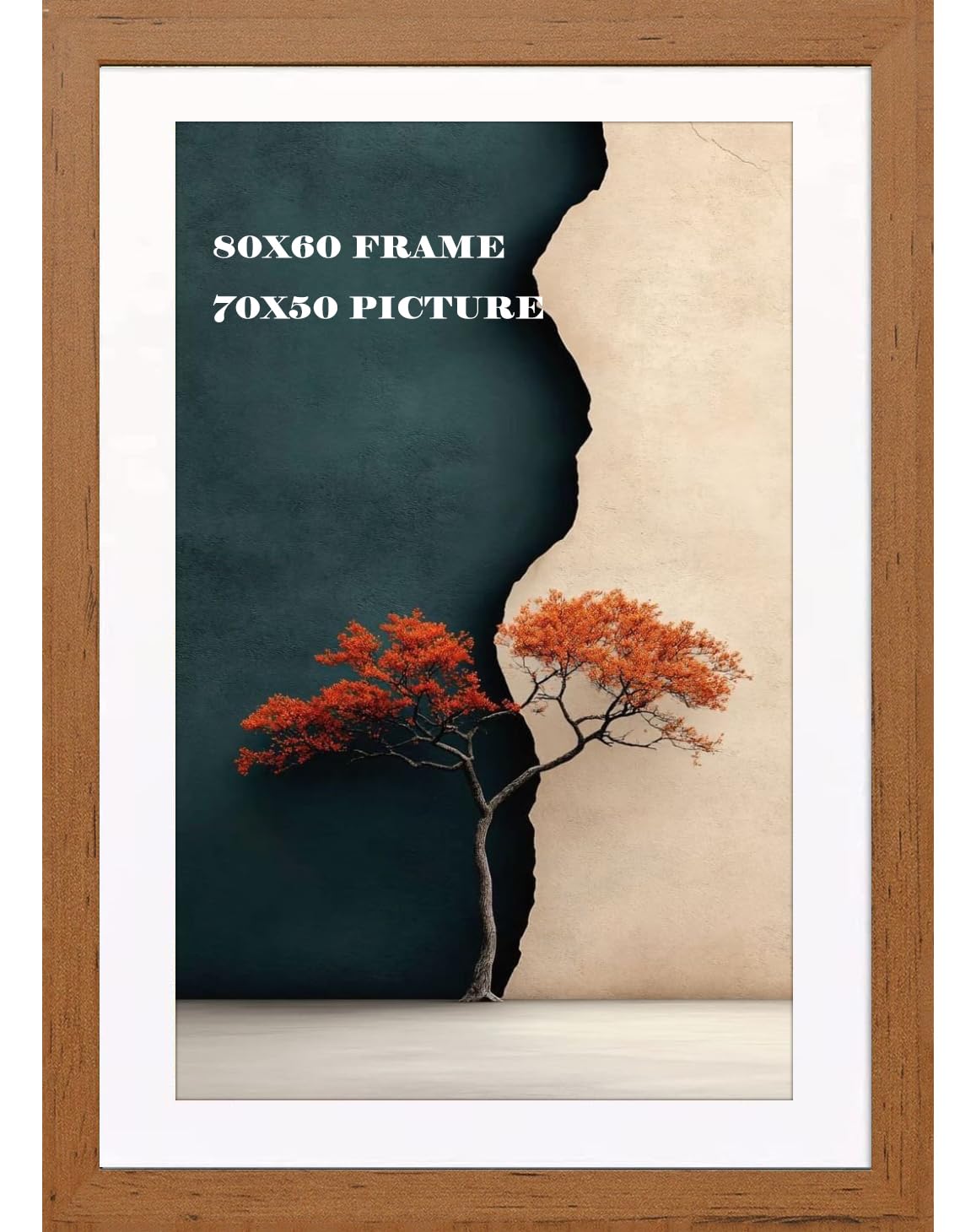 DEALS ON DEAL® Poster Frame Walnut 80x60 cm With Mount 50x70 cm | Prints HD Clear Aclyric Front Picture Frames | Portrait Landscape | White Matting 80 x 60cm Picture Poster Frames