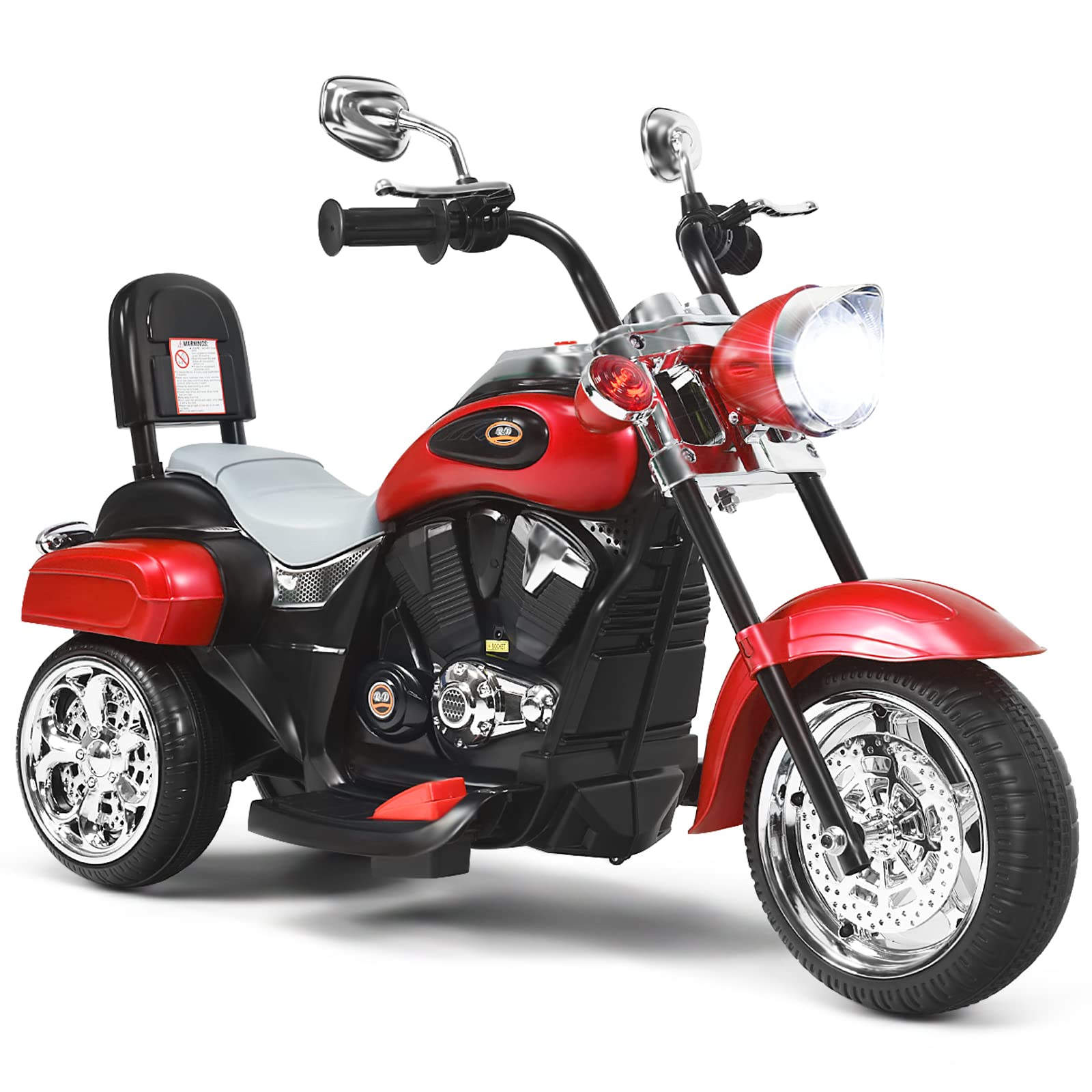 RELAX4LIFE Moto Elettrica per Bambini 6V, Moto Cavalcabile a 3 Ruote (ROSSO)