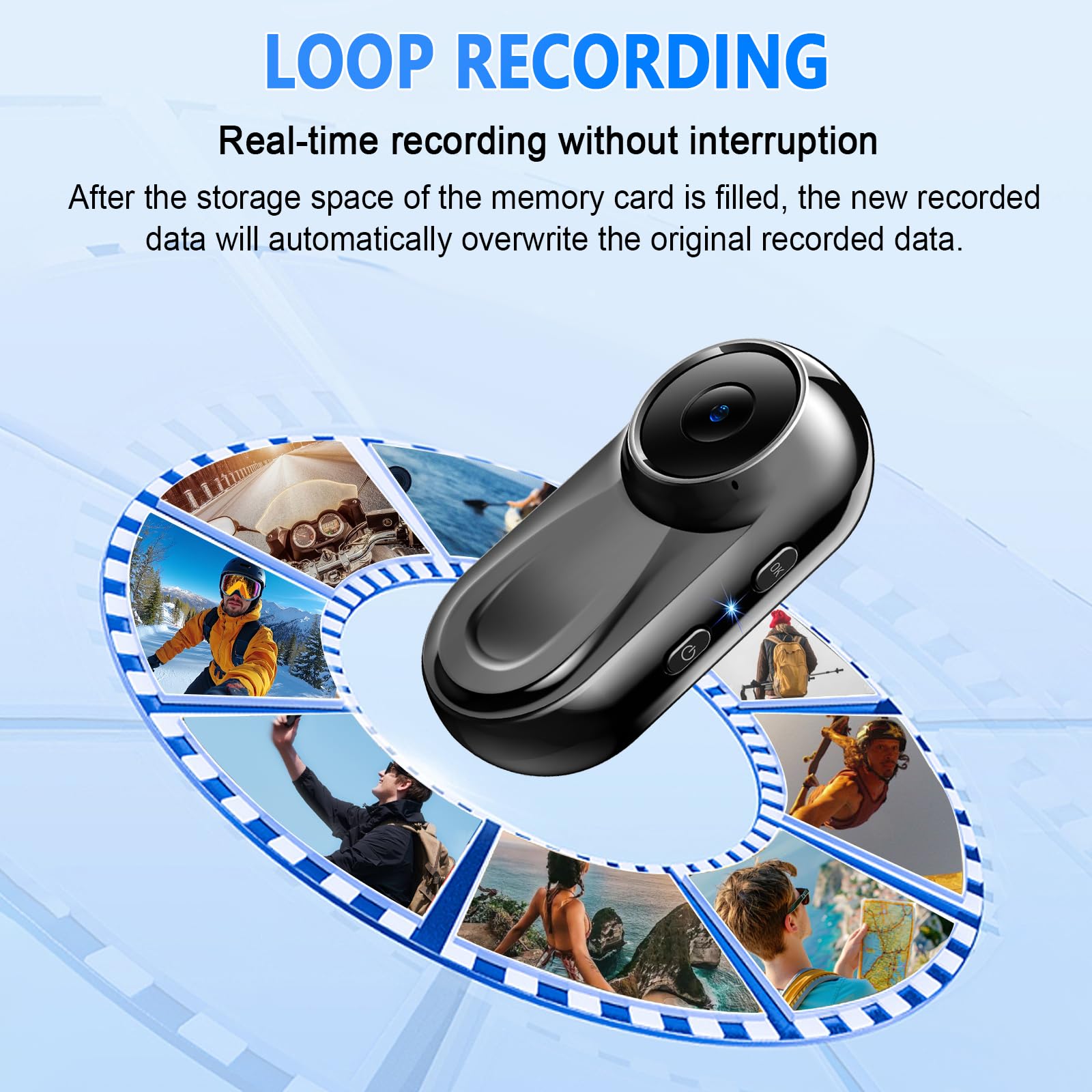 Mini Action Cam 1080P HD, Pocket Body Cam Compatta con Clip Girevole a 360° Clip Magnetica, Vlog Bodycam con Grandangolo 120°, Multifunzione Fotocamera POV per Casco Moto, Viaggi, Ciclismo, Sport Nero