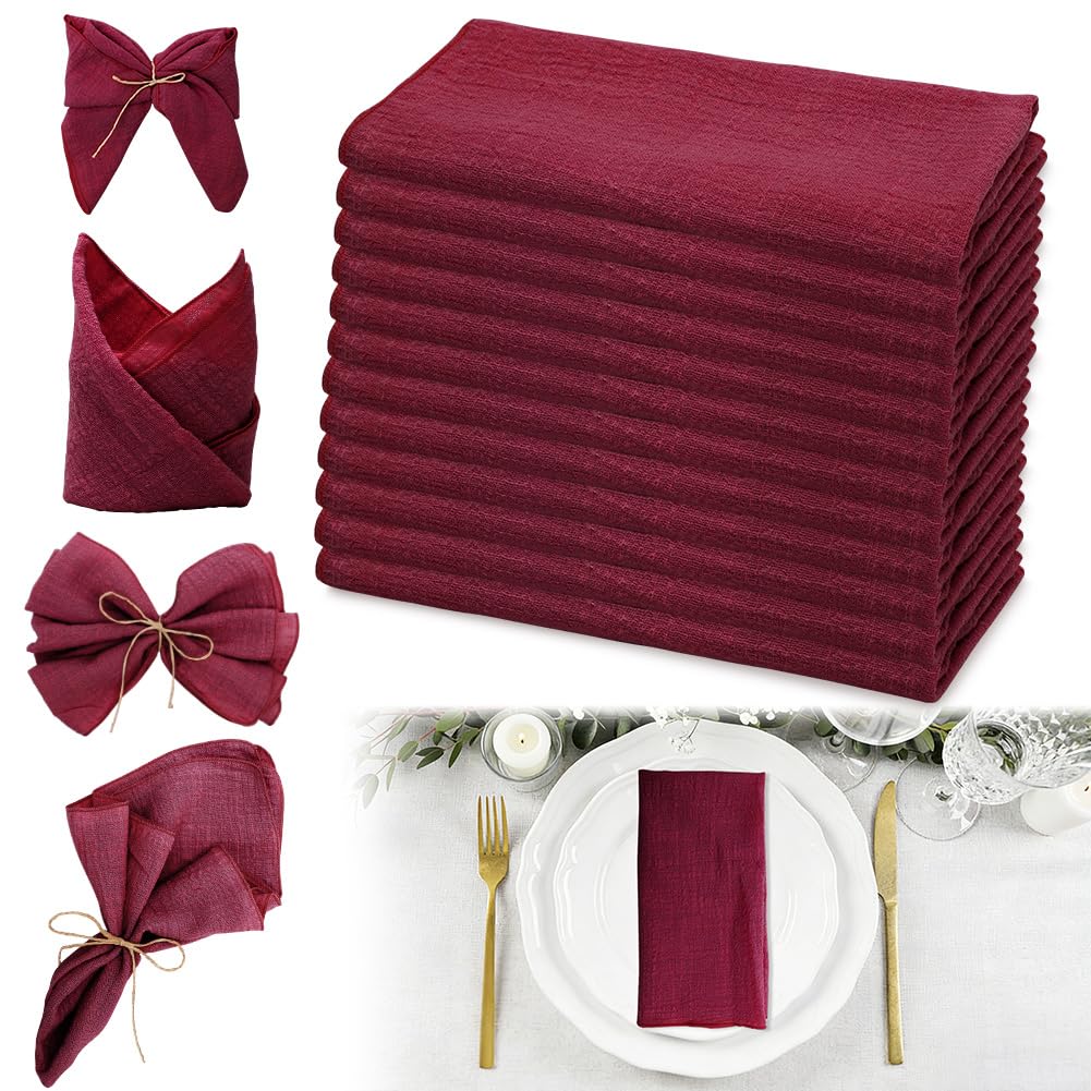 Serviettes en tissu bordeaux de qualité supérieure 43 x 43 cm