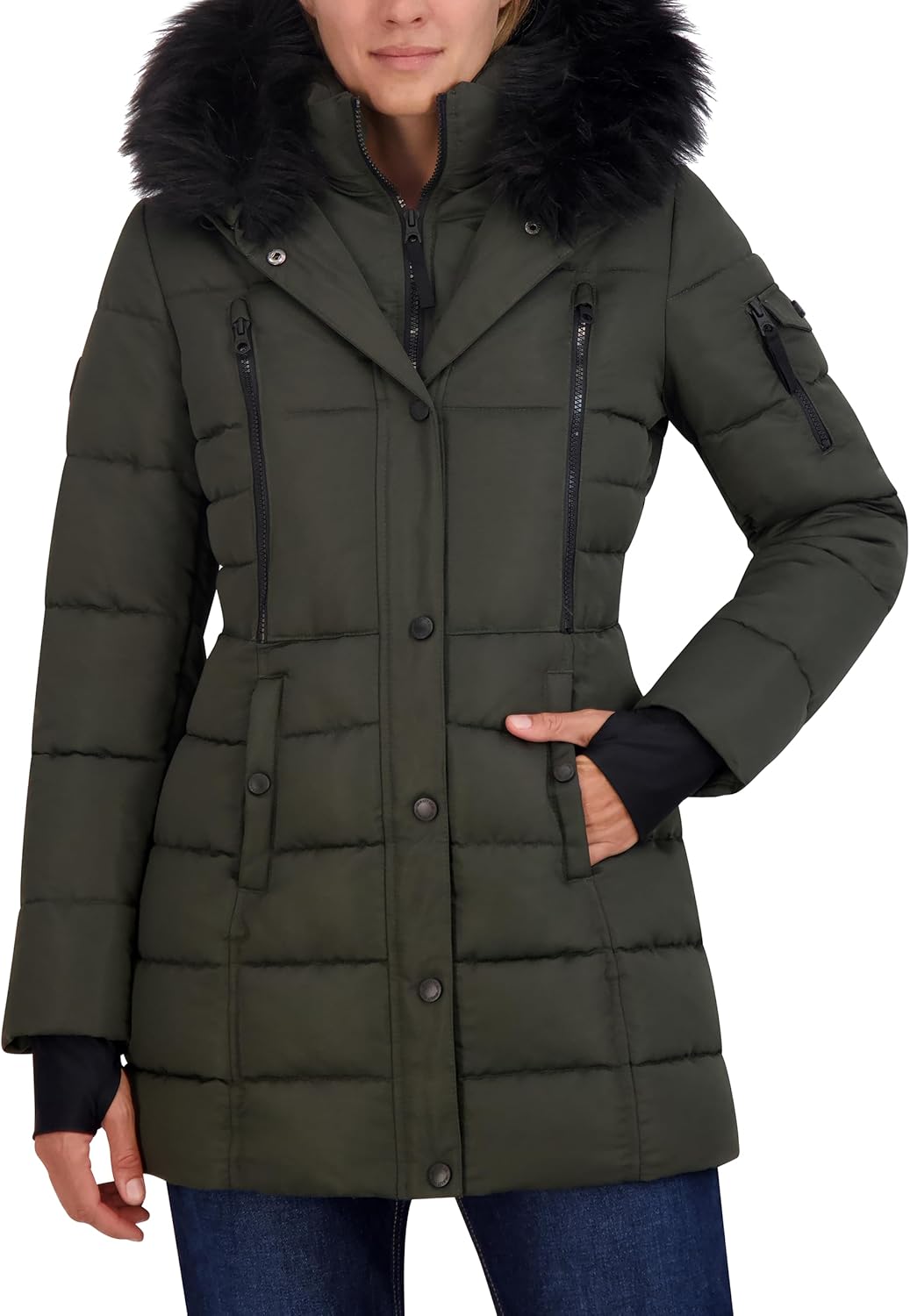 Nautica Women's Mist Heavyweight Puffer Jacket– Winter Coat With Detachable Faux Fur Hood, Storm Cuffs - Image 2