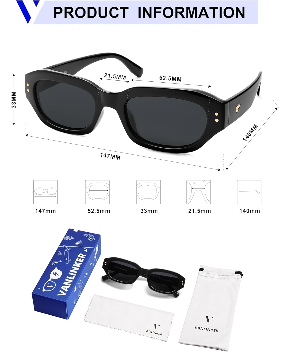 VANLINKER Hexagonal Trendy Polarized Sunglasses for women Men Retro Vintage Shades VL9874 - Image 5