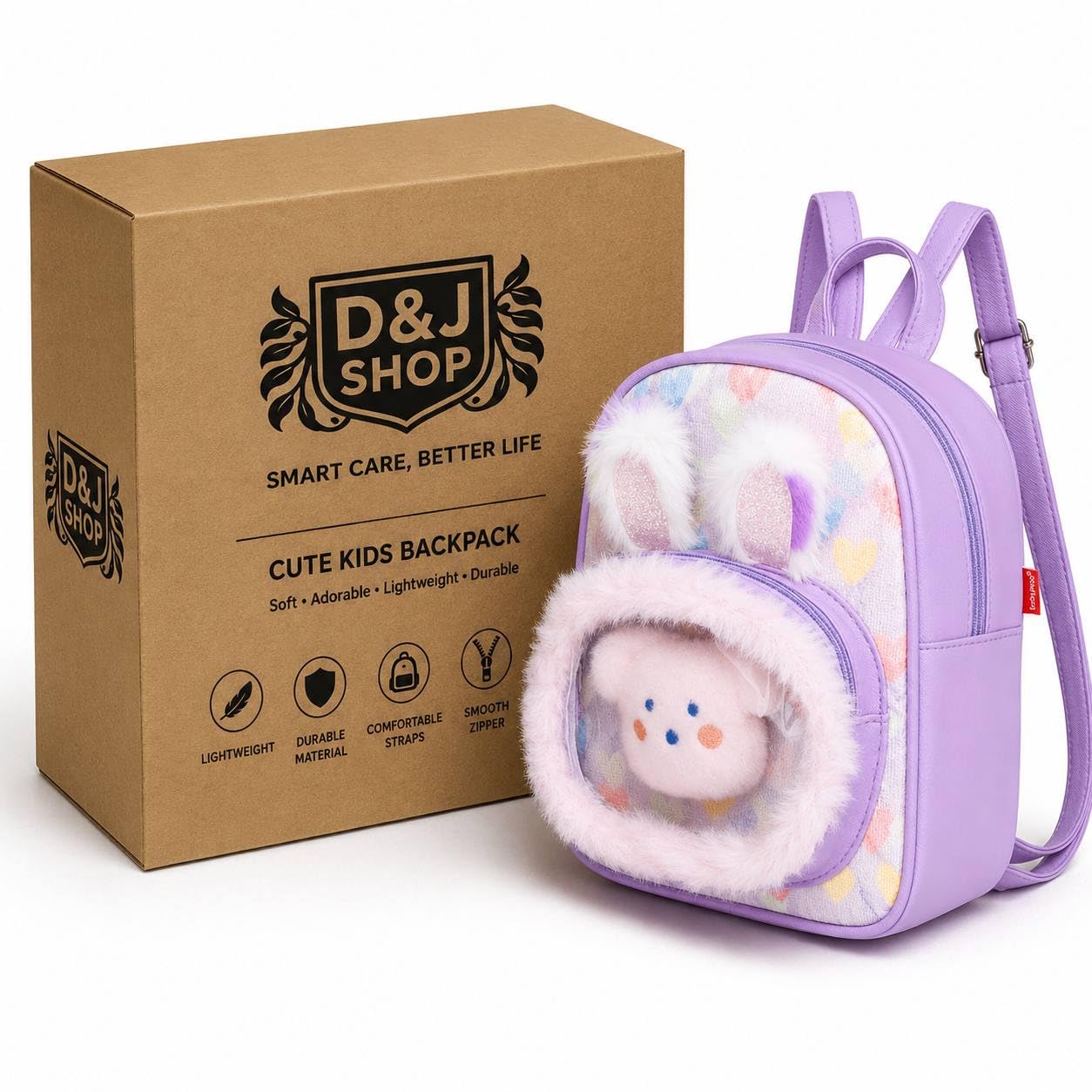 d & j shop Bunny Backpack for Girls | Cute Plush Rabbit Mini Backpack for Kids | Soft Lightweight Toddler School Bag Pink-picture-24