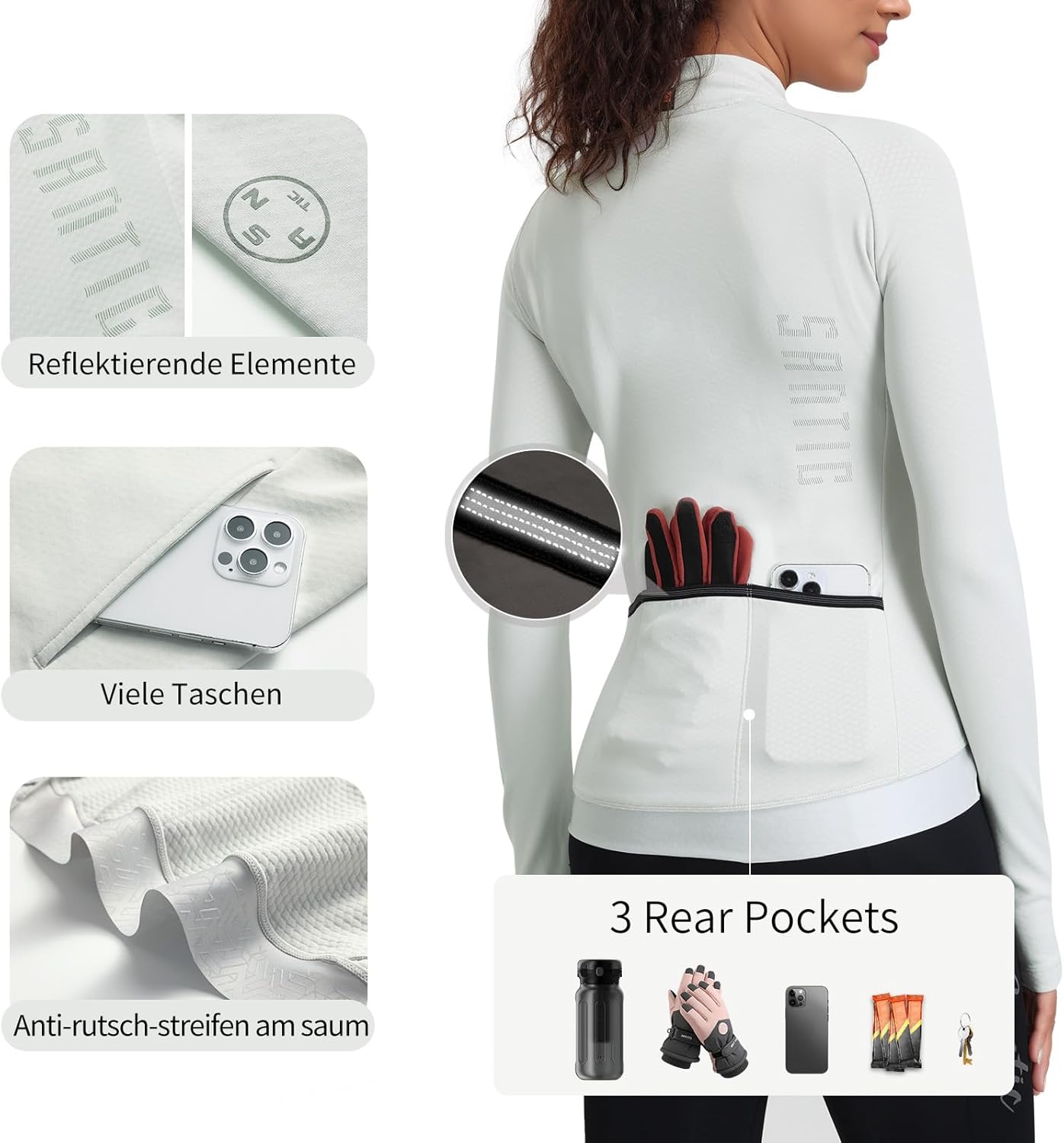 Santic Cycling Jersey Women Long Sleeve,Winter Thermal Pro Fleece Bike Jersey for Women Breathable Cycling Jersey - Image 5