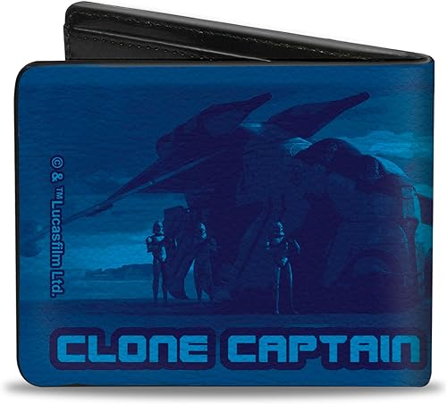Miniatura 2 de Buckle-Down Billetera para hombre, plegable, Pose Blues, cuero vegano, Star Wars Clone Captain Rex, 4.0 x 3.5 pulgadas, Capitán Clon de Star Wars