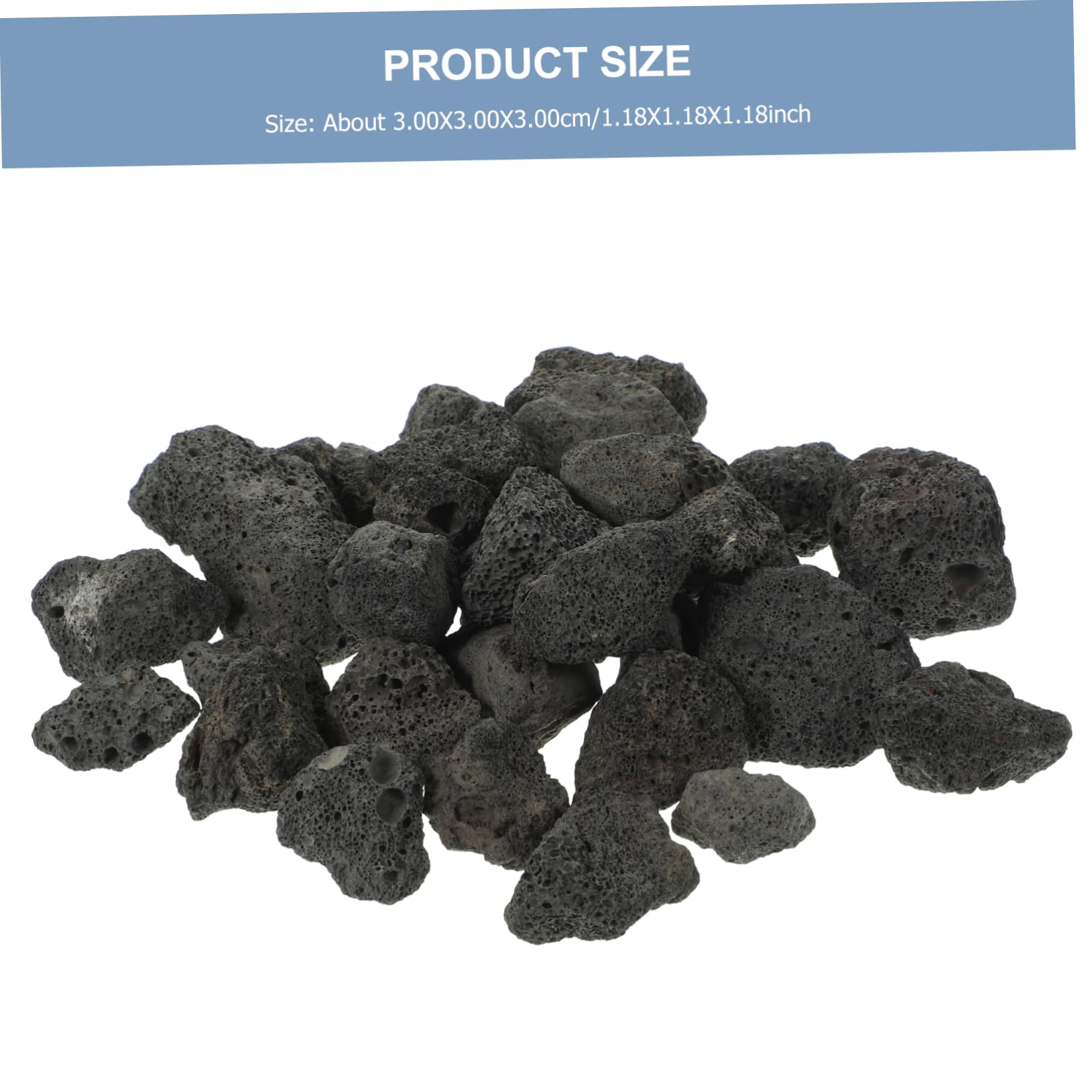 Garneck Fish Tank Aroma Pad Decor Volcanic Natural Decorative Stones 2-3cm 500g Pack Your Tank's Beauty, Black, 3x3cm - Image 2