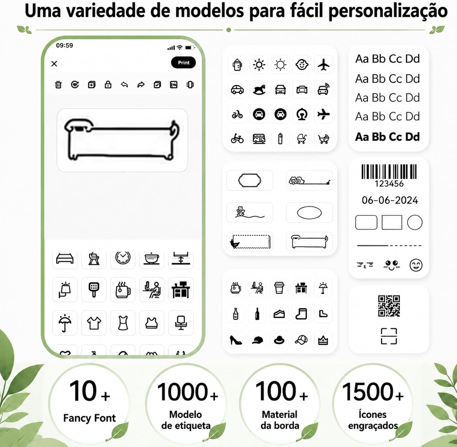 Impressoras de etiquetas ideais para organizar a secretaria da paróquia 45 Impressora Térmica Portátil de Etiquetas, Bluetooth, 15mm Largura, Bateria 1000mAh com App e Rolo de Etiqueta, Branca Impressora + Rolo de Papel – 6/8