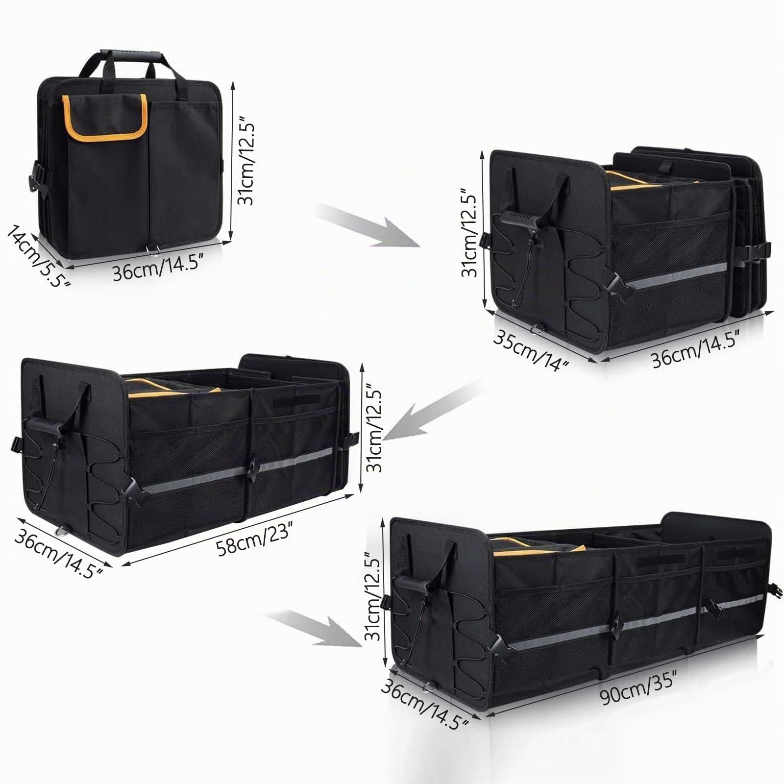 Organizer per bagagliaio dell'auto, con coperchio, pieghevole, per bagagliaio dell'auto, 30 x 35 x 88 cm