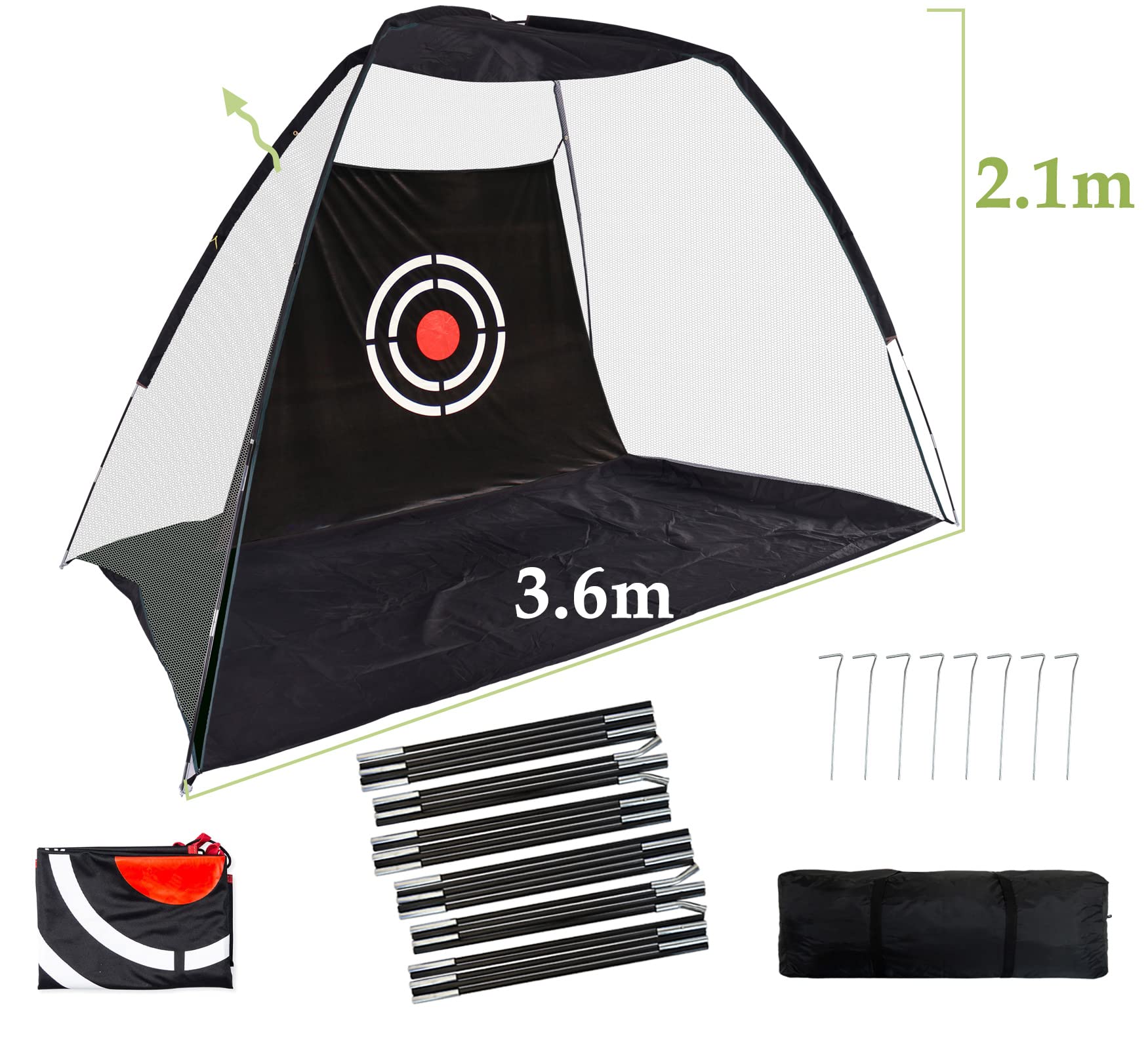 Amazon | ゴルフネット 練習用 裏庭ゴルフ 3.6x2.1x2m 大型ネット 室内