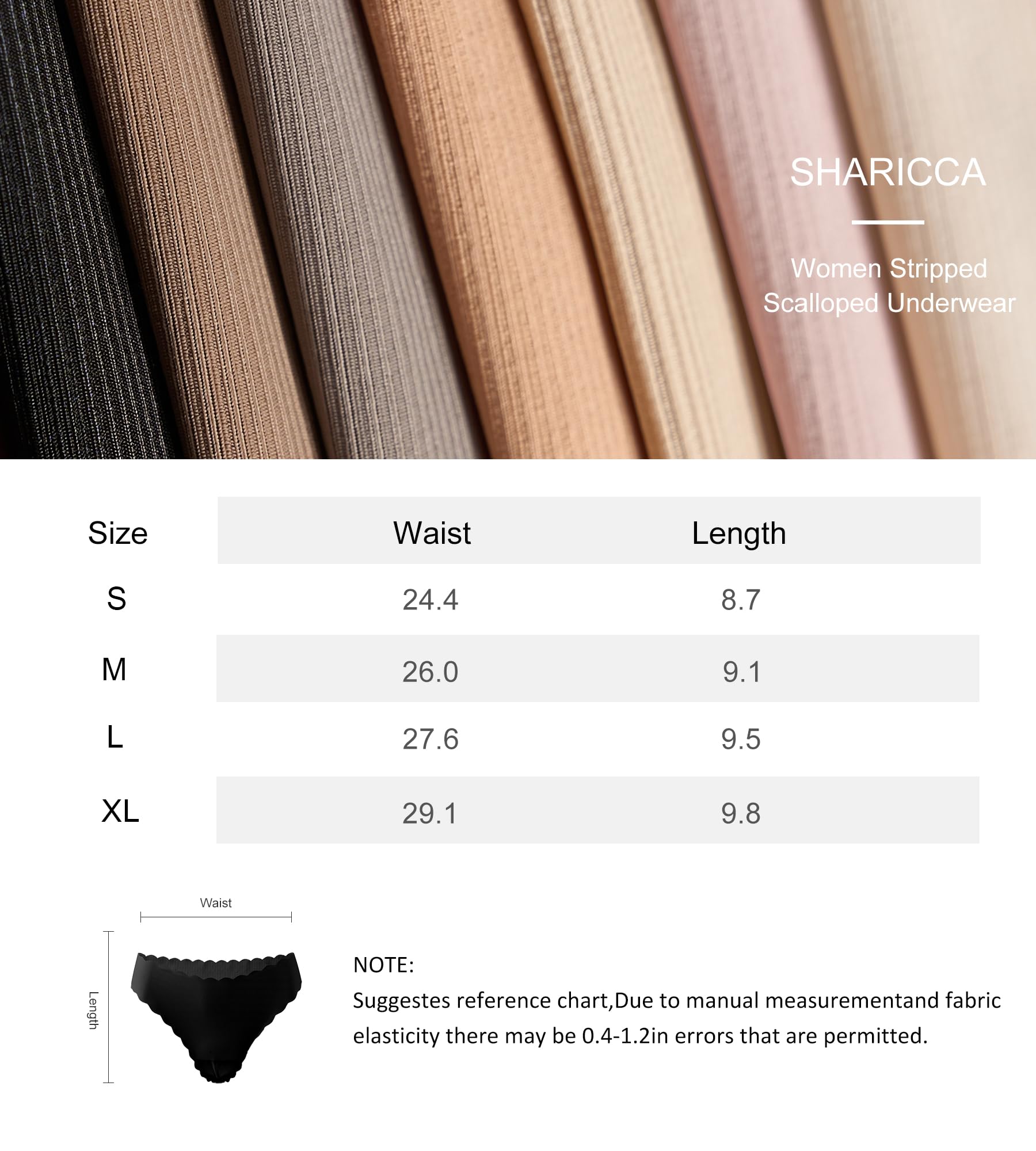 SHARICCA Lot de strings sans couture pour femme - Sous-vêtements doux côtelés invisibles - Bords ondulés