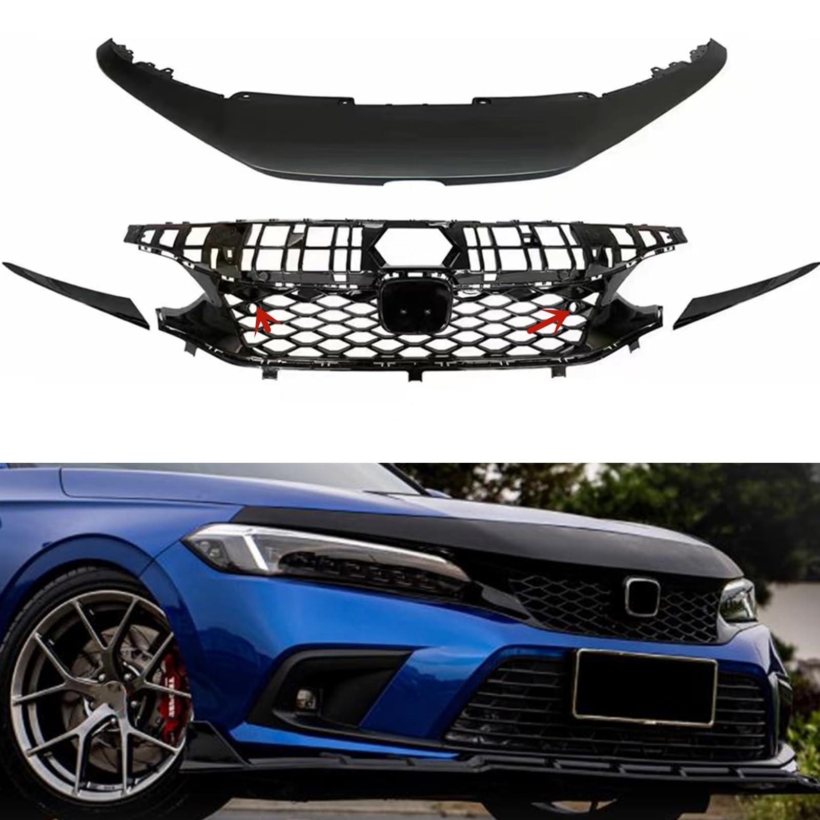 Amazon.co.jp: 車のフロントバンパーアッパーグリルメッシュ