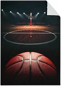 Mercuryelf Basketball Throw Blanket - Soft, Fuzzy & Warm - 30x40 Inches Small Blankets for Lap, Crib - Black Sports Throws Gift for Basketball Lovers