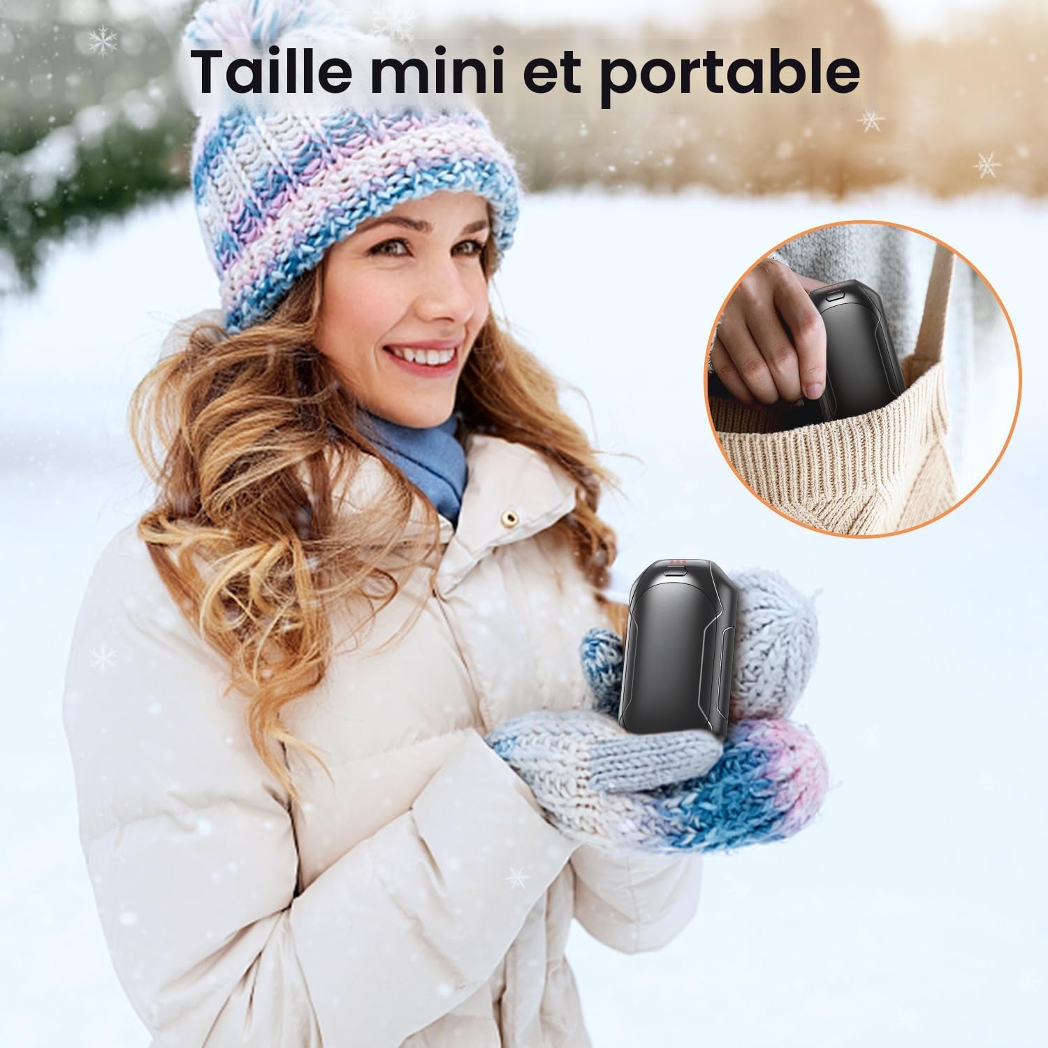 Hand Warmers Rechargeable, 2 Pack Electric Hand Warmer 2 in 1 Hand Warmers Double-Sided Heating, Pocket Warmer for Hunting, Hiking, Camping, Golf, Winter Gifts
