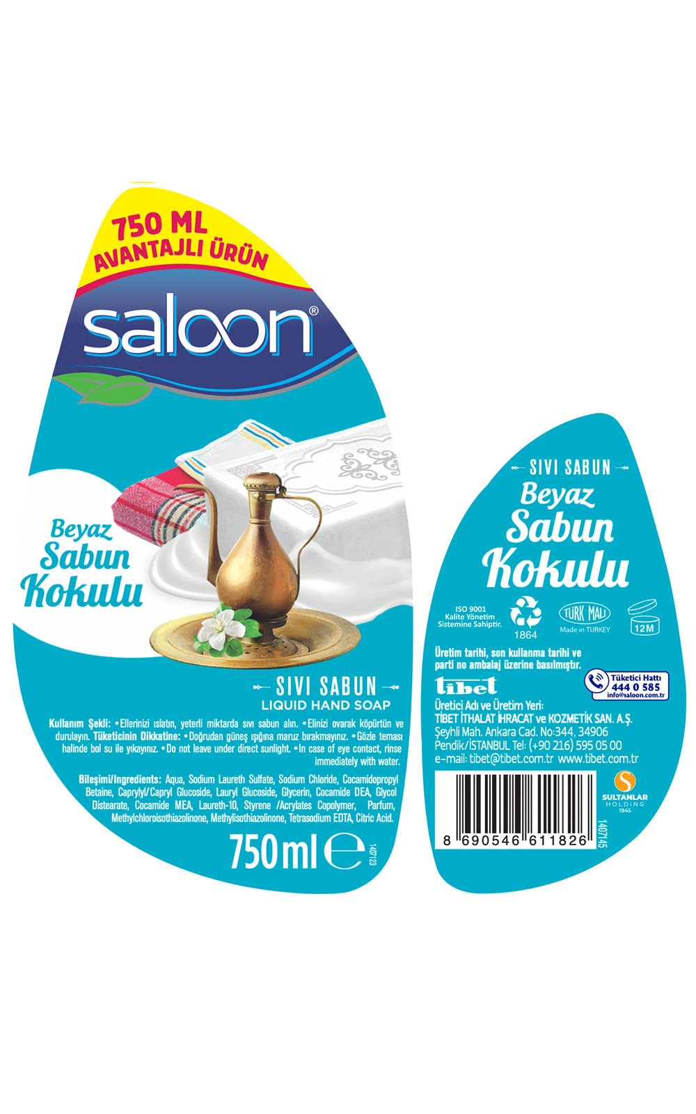 SALOON SIVI SABUN BEYAZ SABUN KOKULU 750 ML