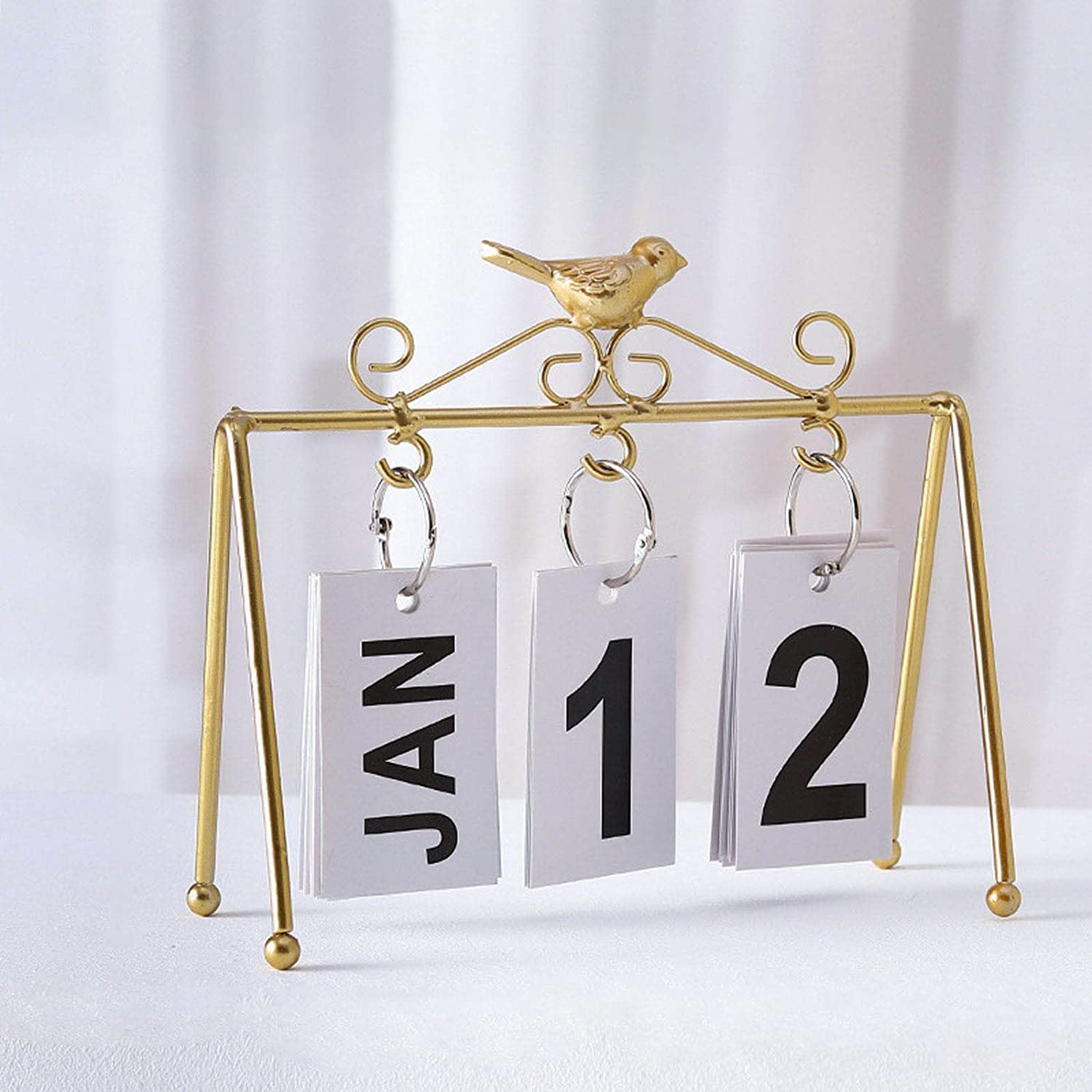 OLOTU Calendario Calendario perpetuo Riutilizzabile, Calendario da Tavolo 2023, calendari a Fogli mobili con Staffa in Metallo, Calendario da Tavolo a Fogli mobili per la casa Pianificato