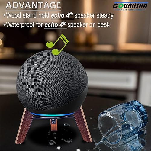 Miniatura 3 de Soporte de madera real para altavoz Echo (4 generación) (2020), soporte para trípode, accesorios para proteger el altavoz Alexa para un mejor