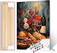 Vista 18 de Pintura abstracta para copa de vino por números para adultos principiantes, copa de vino tinto grafitica, pintura digital, bricolaje, bebidas