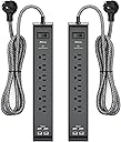 2 Pack Surge Protector Power Strip with 6 Outlets 4 USB Ports 5-Foot Long Heavy-Duty Braided Extension Cords Flat Plug 900 Joules 15A Circuit Breaker Wall Mount for Home Office ETL Listed