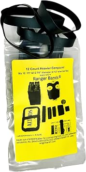 12 Count Heavier Compound High Tension Medium EPDM Rubber Survival, Emergency Tinder and Strapping Gear Made in The USA Tactical Rubber Bands, Heavy Duty Rubber Bands Black