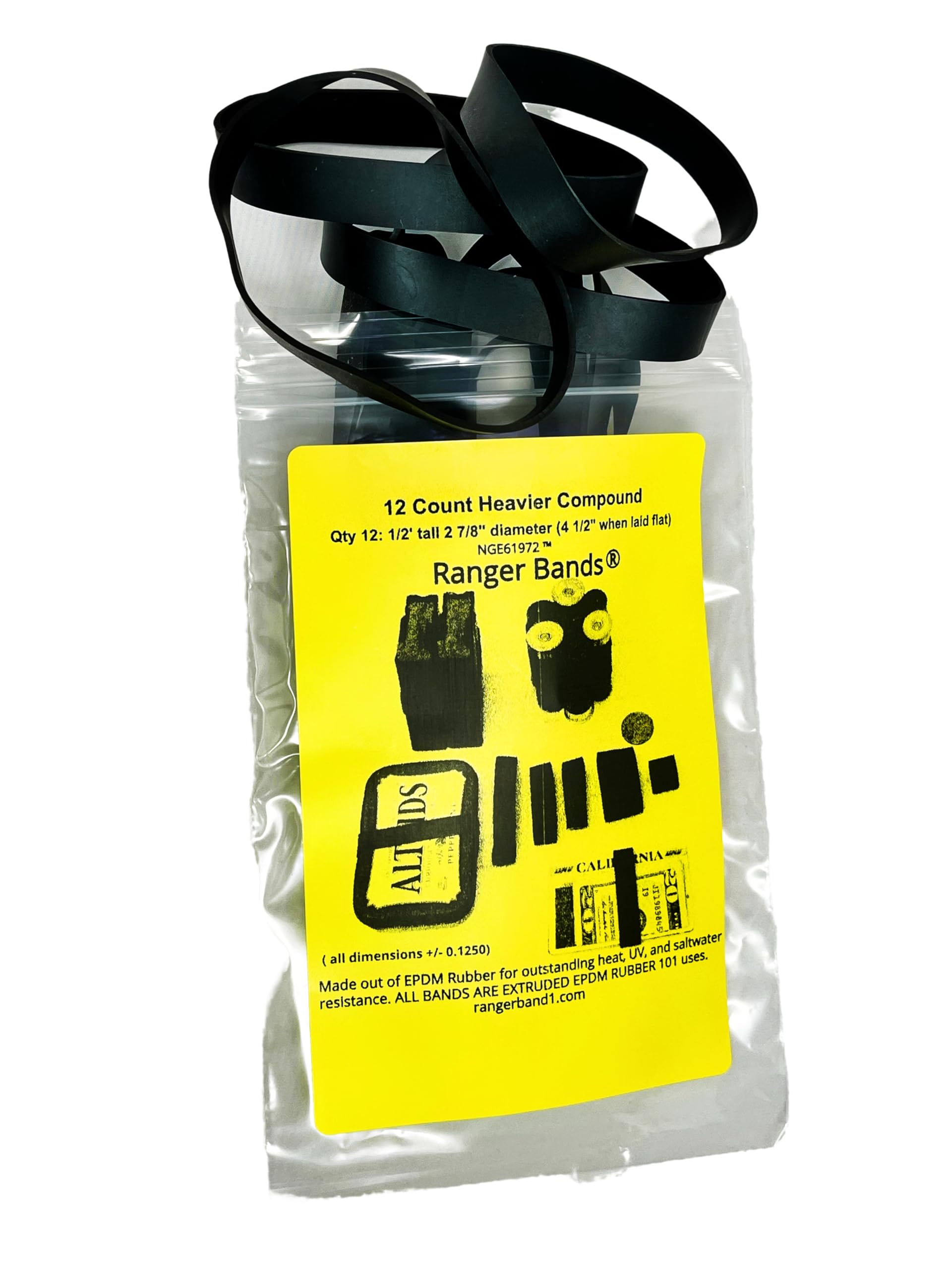 Ranger Bands 12 Count Heavier Compound High Tension Medium EPDM Rubber Survival, Emergency Tinder and Strapping Gear Made in The USA Tactical Rubber