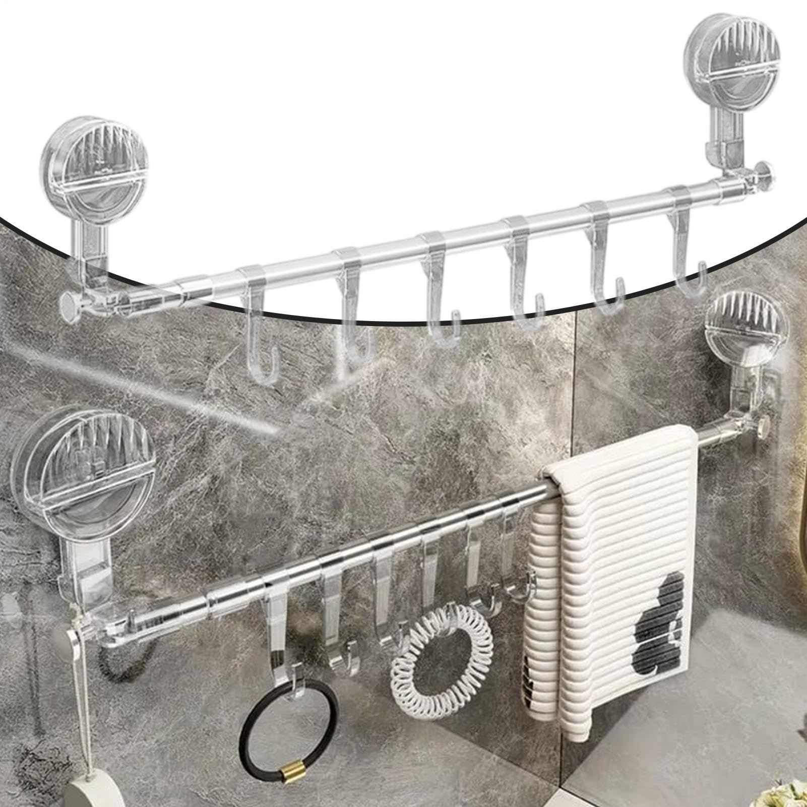 Portasciugamani da bagno, da parete, con ventose | Supporto per asciugamani da bagno in acciaio inox, per bagno, cucina, bar, hotel e casa privata