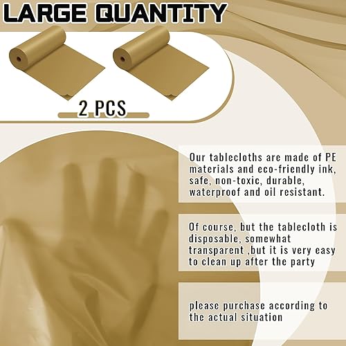 Miniatura 2 de Preboun 2 manteles de plástico desechables de 40 pulgadas x 100 pies, manteles de plástico desechables, manteles de plástico para decoración de