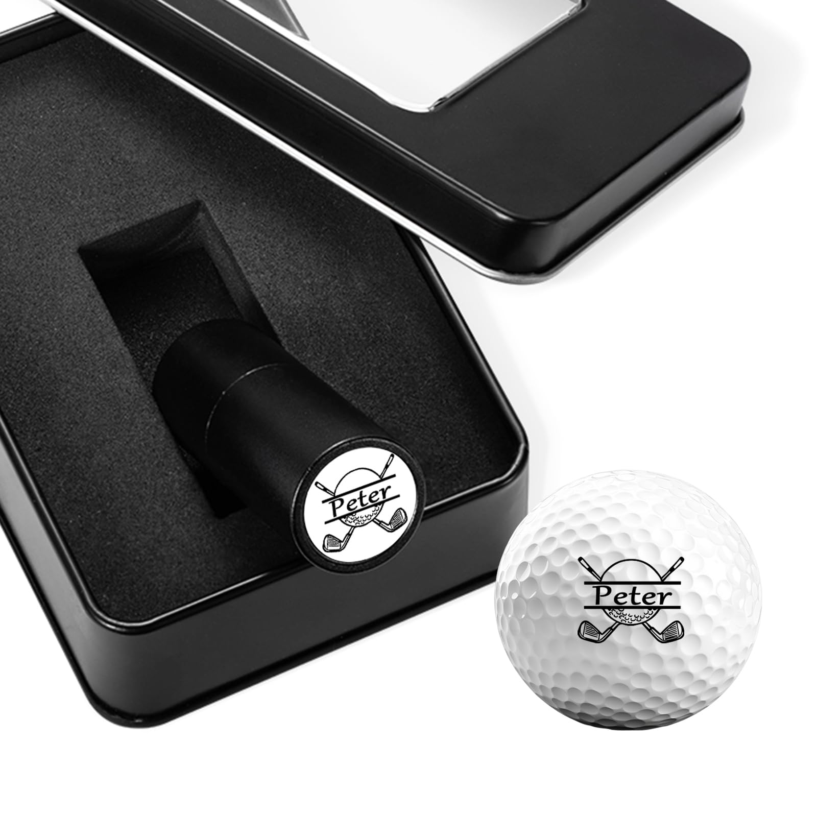 Personalized Golf Ball Stamp, Custom Name Golf Marking Tool with Metal Box Reusable Golfer Accessories