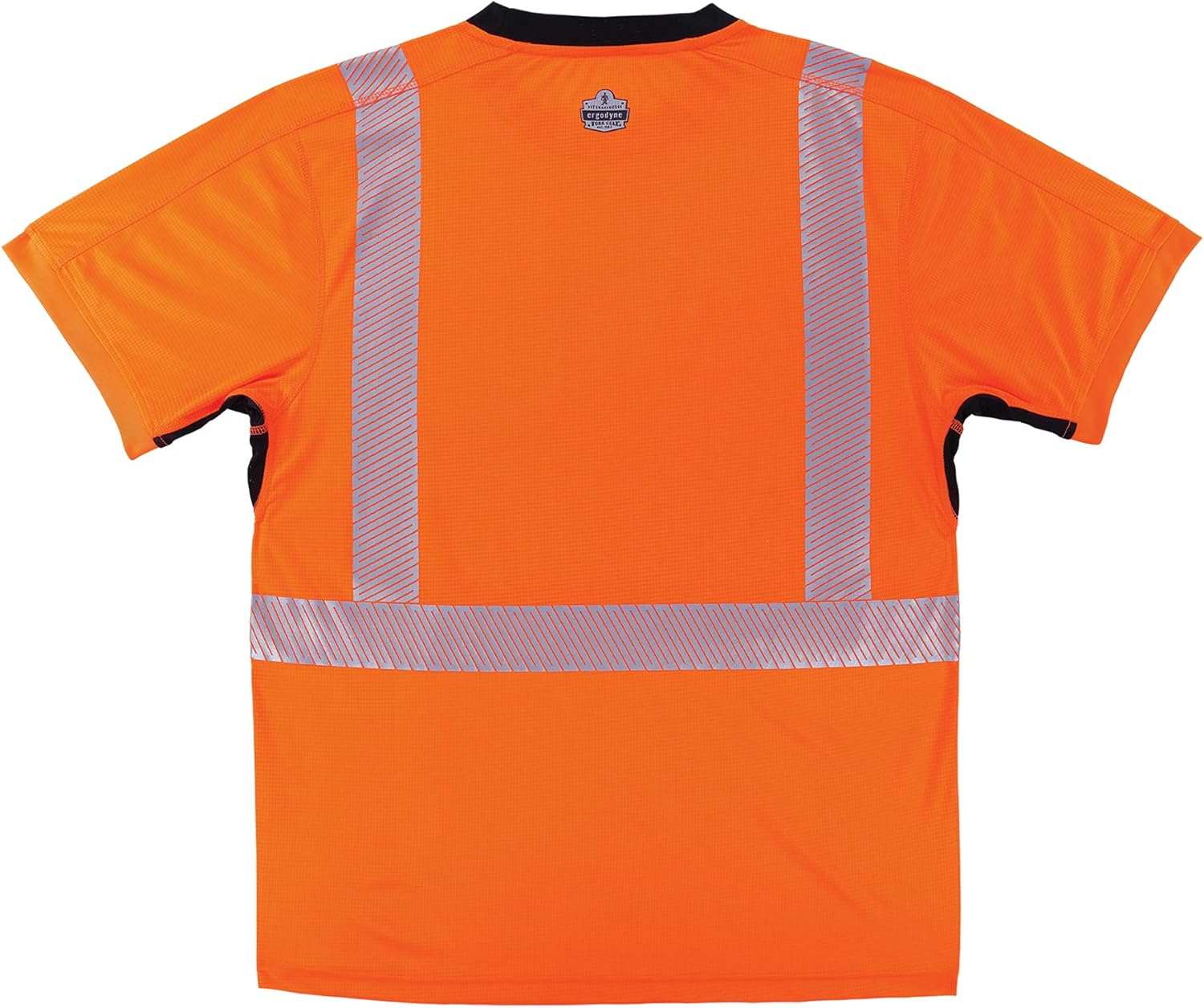 Ergodyne GloWear 8283BK Safety T-Shirt, High Visibility Lightweight Performance Fabric, Segmented Reflective Tape, Underarm Venting, Black Paneling Front