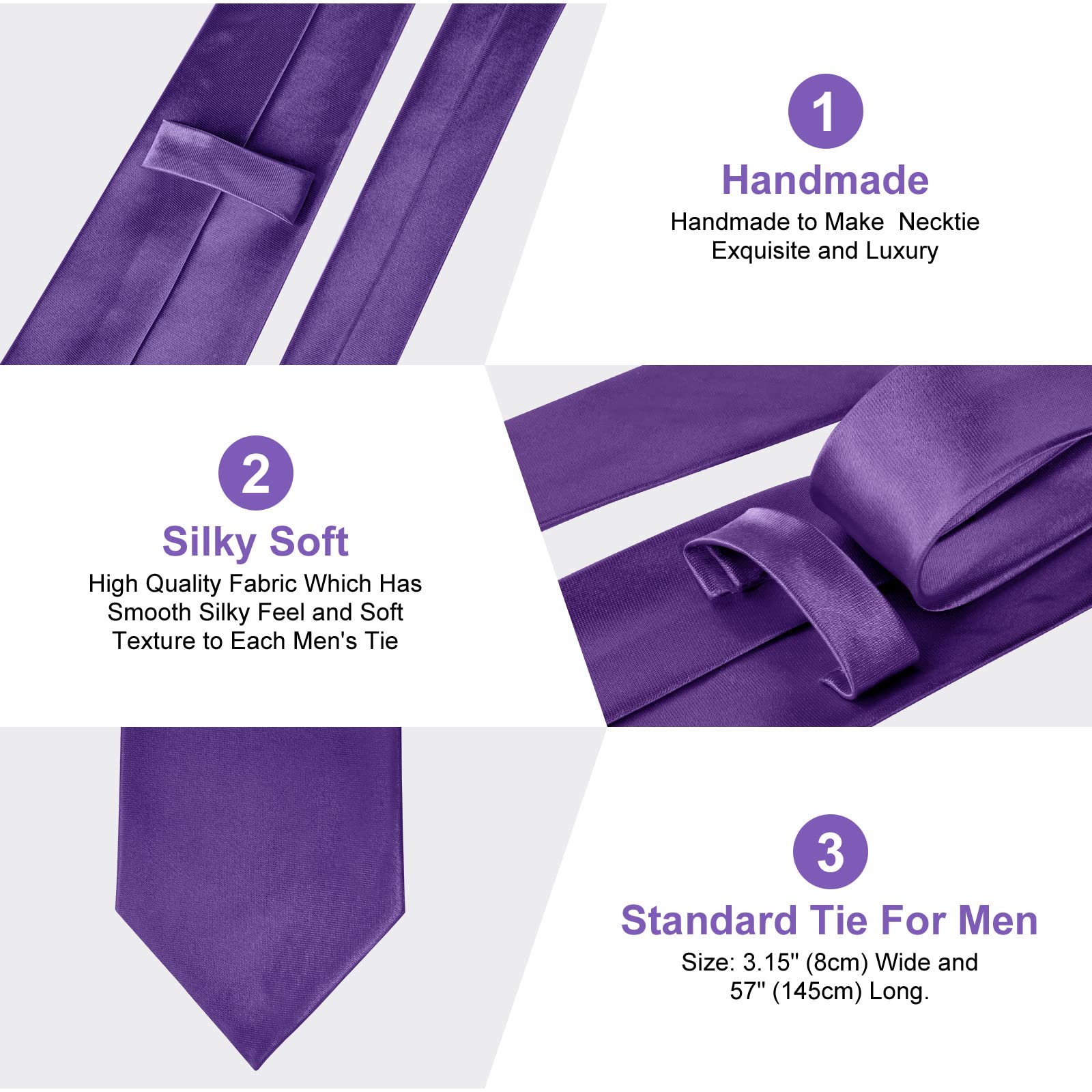 URAQT Cravatta Uomo, Cravatte Slim Uomo Eleganti Neckties, Sottile Tinta Unita Cravatta in Diversi Colori, Cravattino per Lavoro, Festa