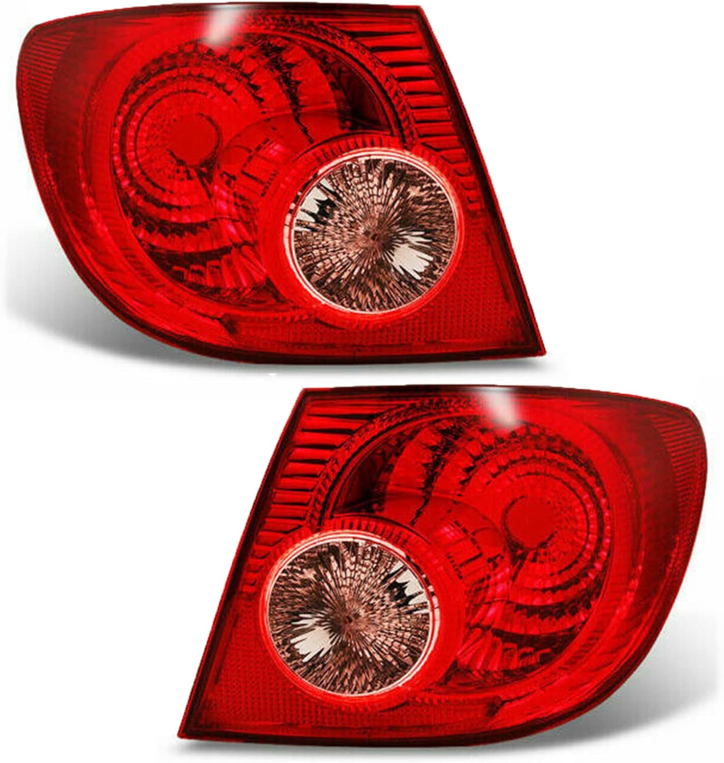 YLT AUTO Outer Body Outer Reverse Tail Light Housing A Pair of LH+RH Red Outer Piece Brake Light Replacement Parts For 2003-2008 Toyota Corolla