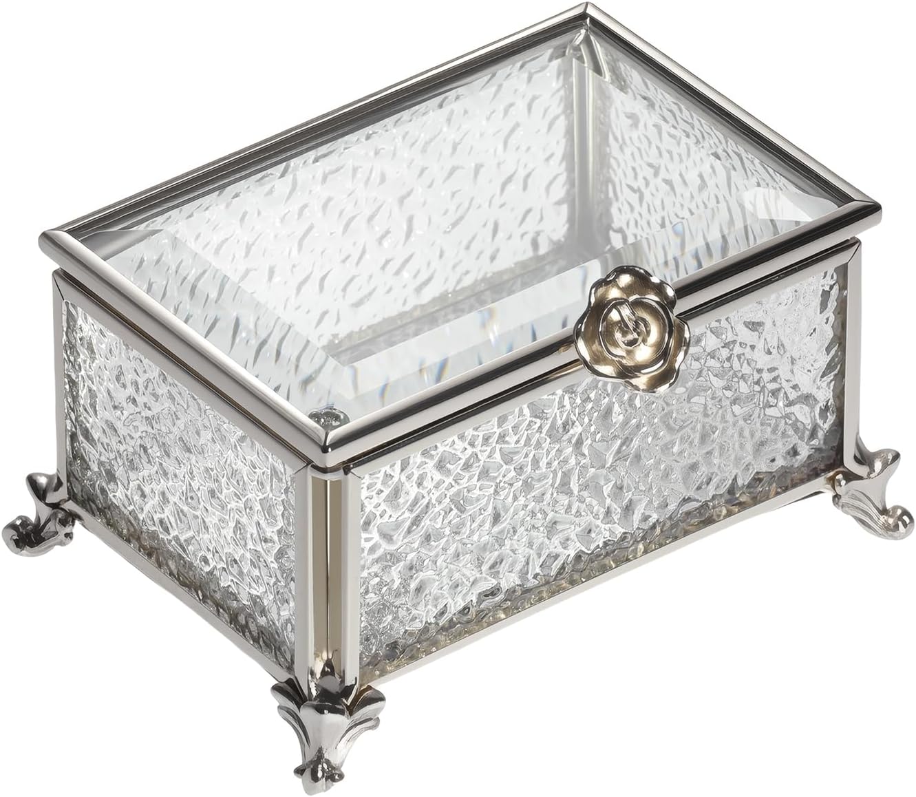 Glass Vintage Jewelry Box Keepsake storage Trinket Ring Display Box Home Decor Embossed Clear Glass Boxes Organizer(3.9x2.7x2.3Inches) - Image 7