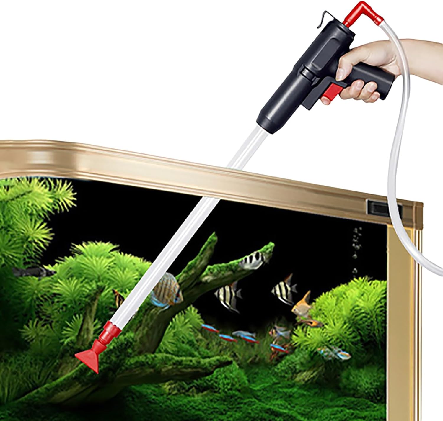 Fish Tank Cleaner with Water Hose Controller Clamp, Hand Siphon Hose, Aquarium Siphon Vacuum Cleaner for Fish Tank Cleaning Gravel and Sand