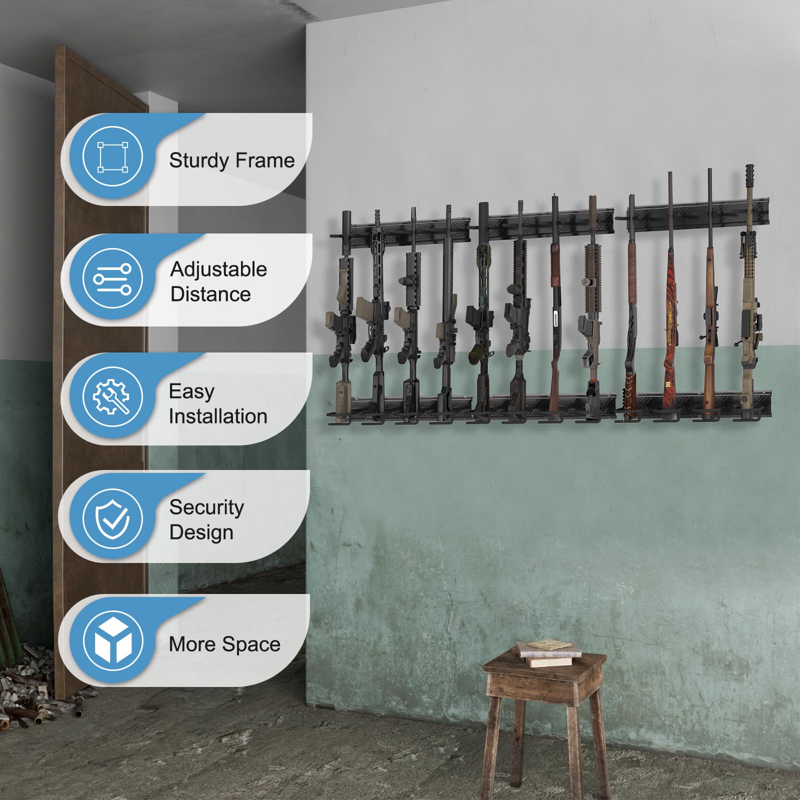 Snapklik.com : Upbci Gun Rack For Wall, Upgrade Heavy Duty Steel ...