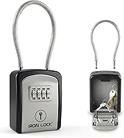 Vista 1 de Iron Lock ® - Caja de bloqueo de llaves portátil con grillete de cable extraíble para interiores y exteriores, impermeable, combinación de 4 dígitos