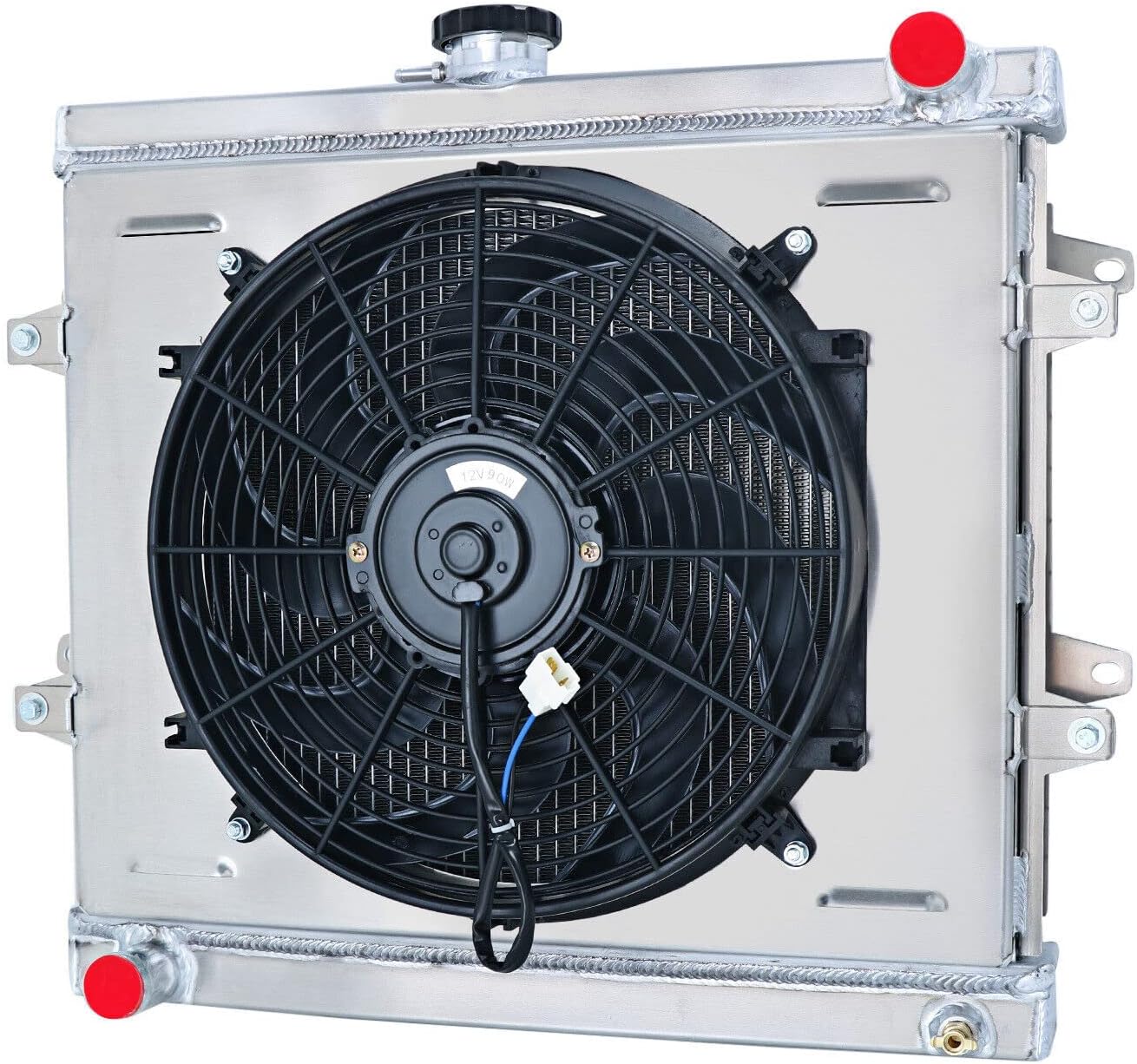 Aluminum Radiator for 1984-1995 Toyota 4Runner Pickup SR5 2.4L L4 MT, 3 Row Downflow Radiators with Shroud Fan Relay Kit