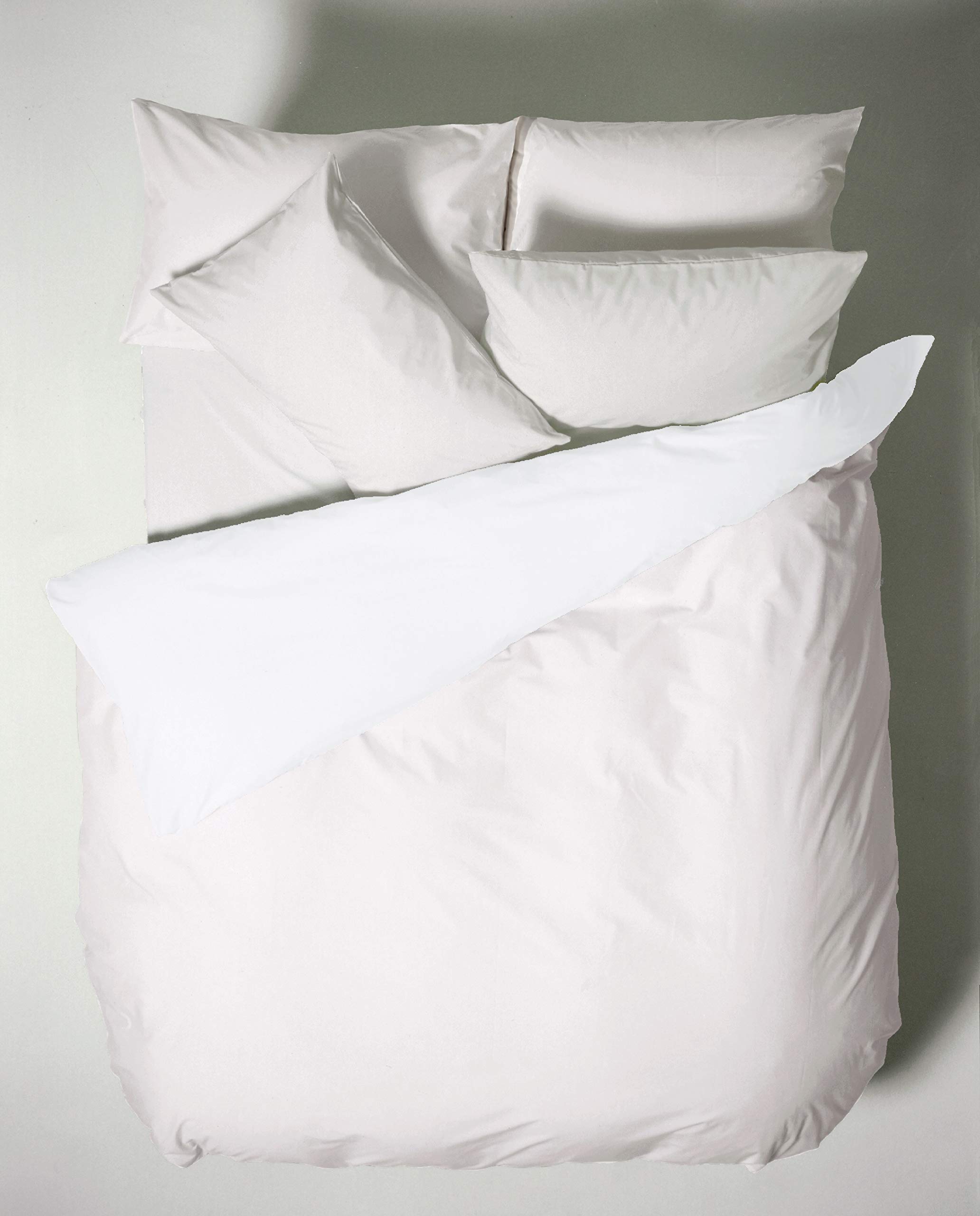 Bianca Plain Dyed White Juego Sábanas Cama de 180 cm 100% Algodón Percale