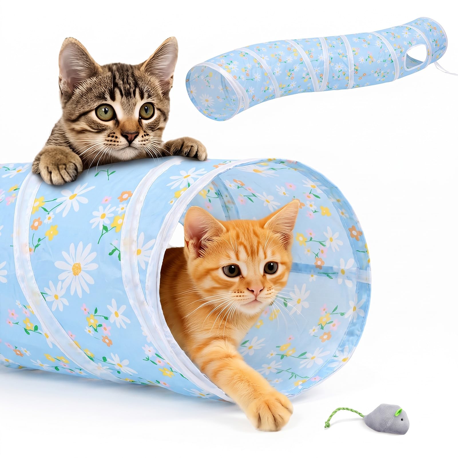 Glittme S-Shape Cat Tunnel, Foldable Cat Tunnels for Indoor Cats
