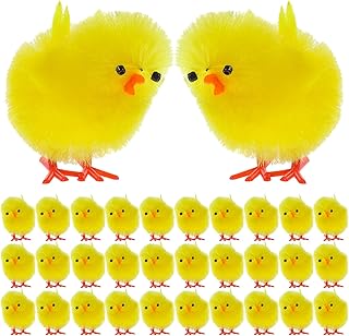 Easter Mini Chicks: 36Pcs Plush Mini Chicken Easter Decorations, 1.6inch Miniature Fluffy Chicks for Home Easter Basket Stuffers Party Favors Decors