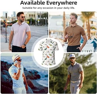 Classic Polo Shirt for Men Dry Fit Short Sleeve 3 Button Summer Golf Athletic Tees