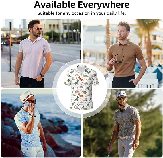 Classic Polo Shirt for Men Dry Fit Short Sleeve 3 Button Summer Golf Athletic Tees