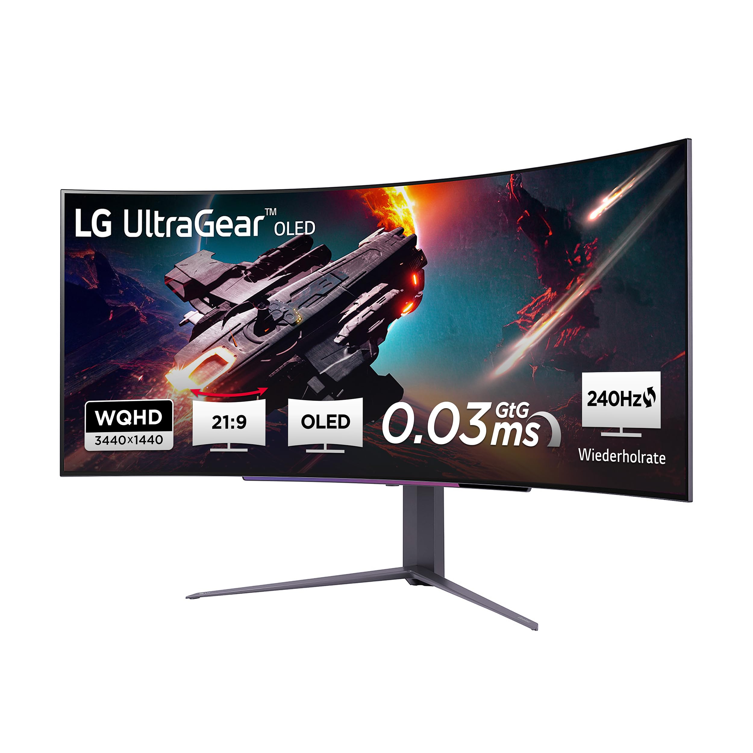 LG Electronics Curved UltraGear OLED Gaming Monitor 45' 3440 x 1440, 240 Hz, G-Sync Compatible