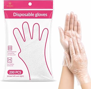 Disposable Gloves 200 PCS – Food Safe Plastic Gloves, Multipurpose Kitchen & Cleaning Gloves, Clear Disposable Hand Gloves for Cooking, Cleaning, Salon & Household Use